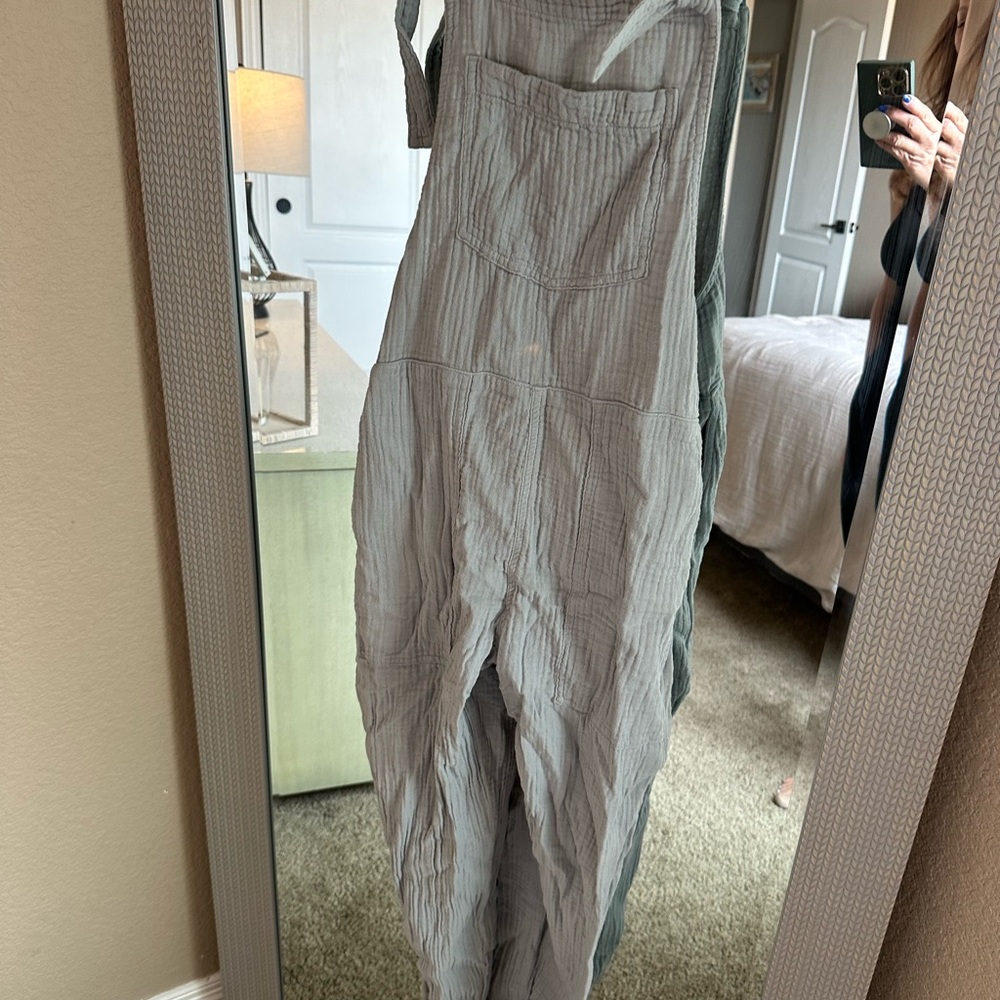 Gray Striped Overalls